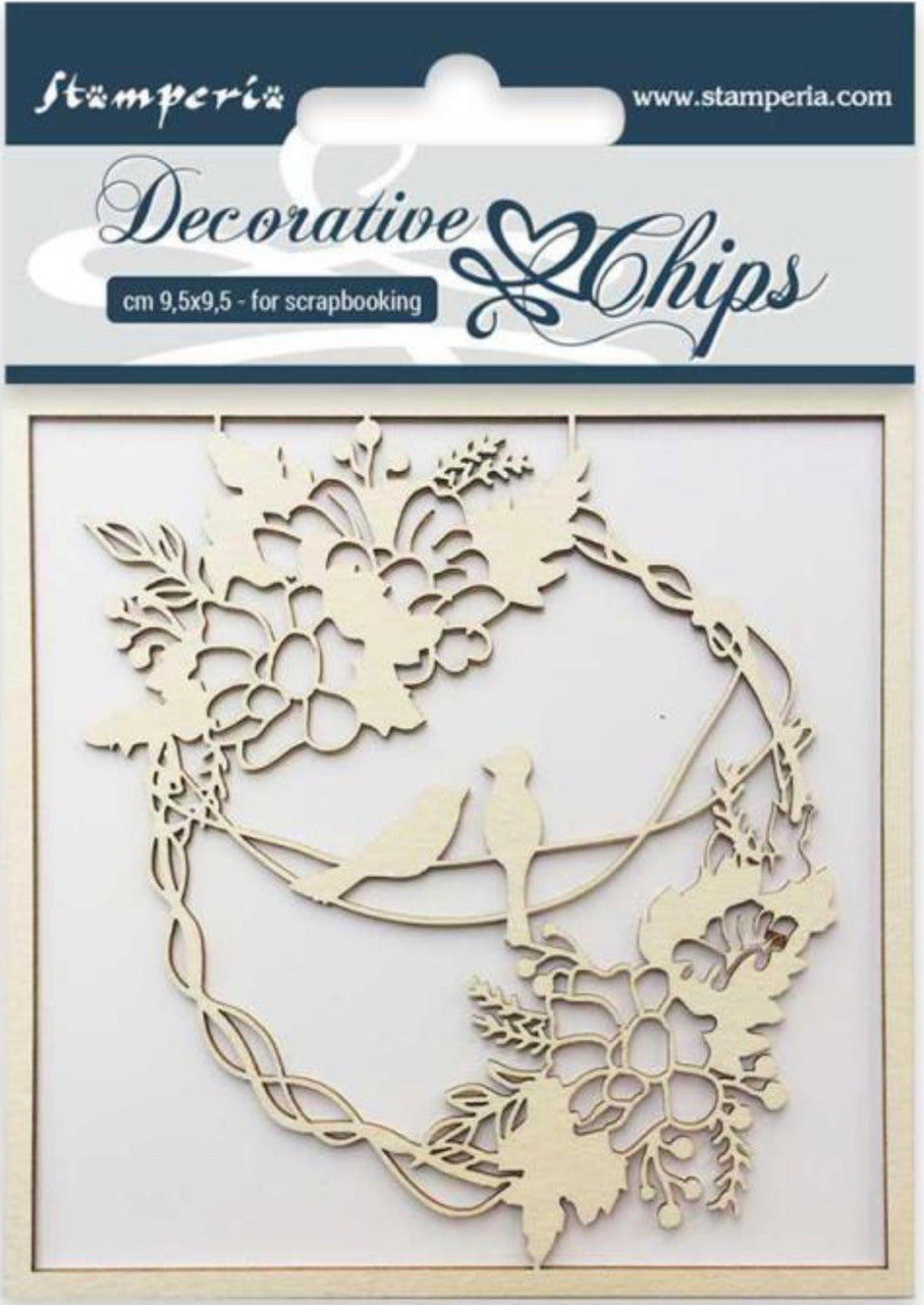 Guirnalda de Fichas Decorativas Stamperia con Pájaros